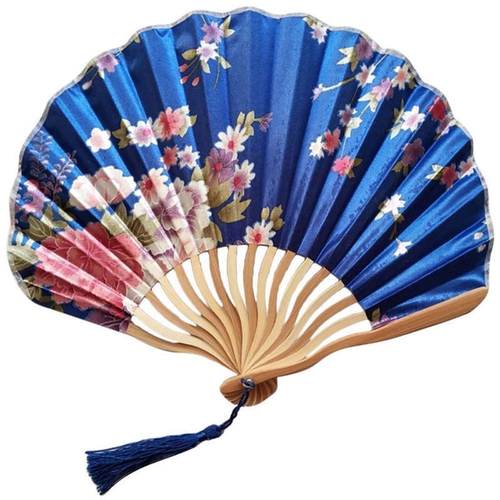 Xiaofeng214 Pattern Chinese Style Hand Held Fans Silk Bamboo Folding Fans Handheld Wedding Hand Fan Cool Bamboo Flower Personalized (Color : A)