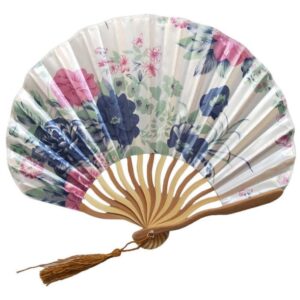 Xiaofeng214 Pattern Chinese Style Hand Held Fans Silk Bamboo Folding Fans Handheld Wedding Hand Fan Cool Bamboo Flower Personalized (Color : A)