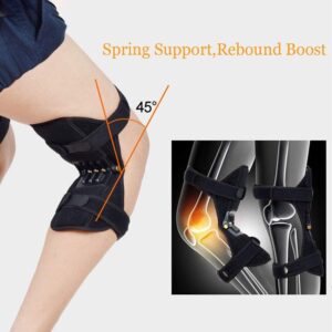 XIAORAN Knee Support - Adjustable Knee Pad Brace - Power Lift Joint Support Knee Pads Powerful Rebound Spring Force - for Gym Running Walking Basketball - Sports Injury Rehabilitation & Protection