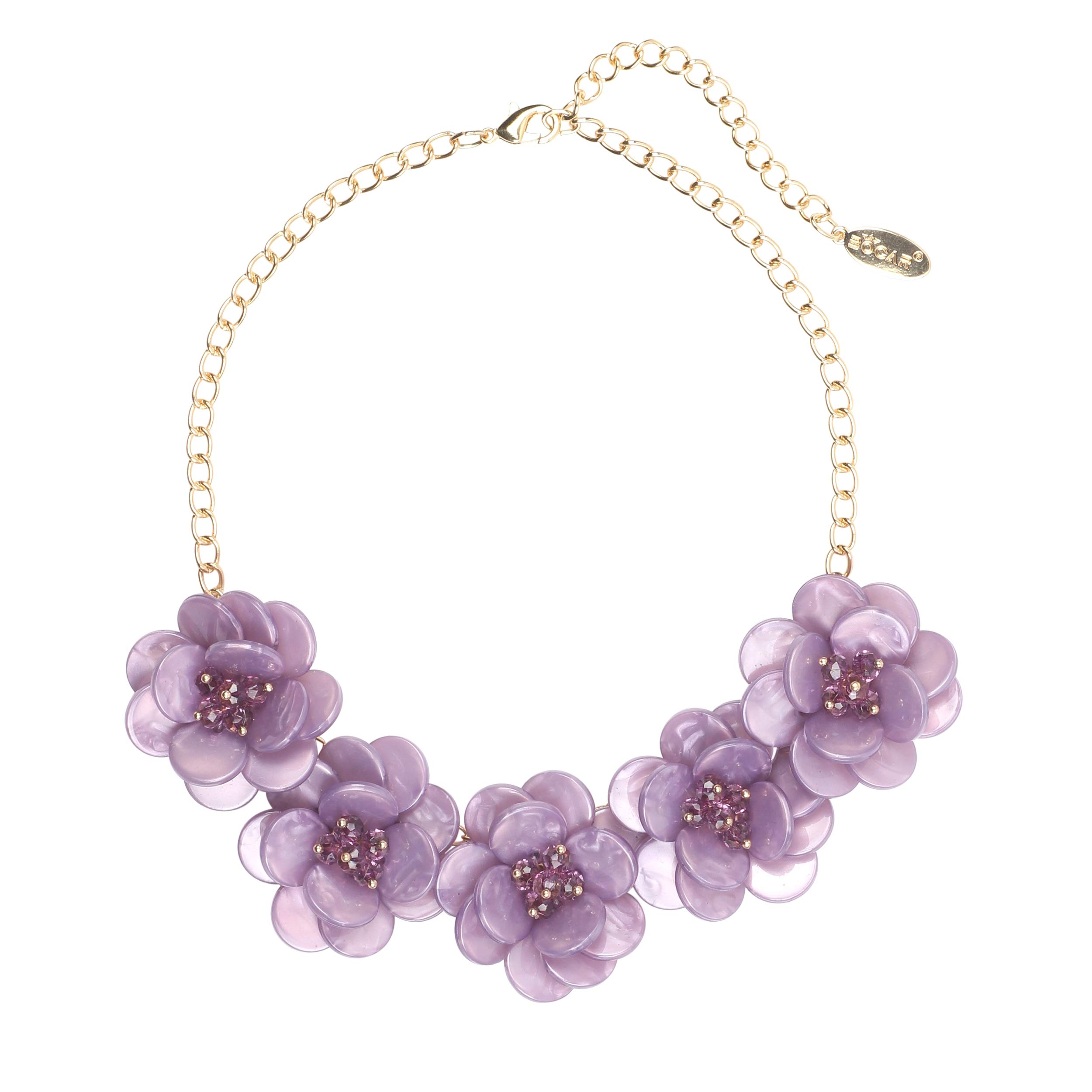 Bocar Statement Choker Flower Necklace for Women Gift (Lavender)