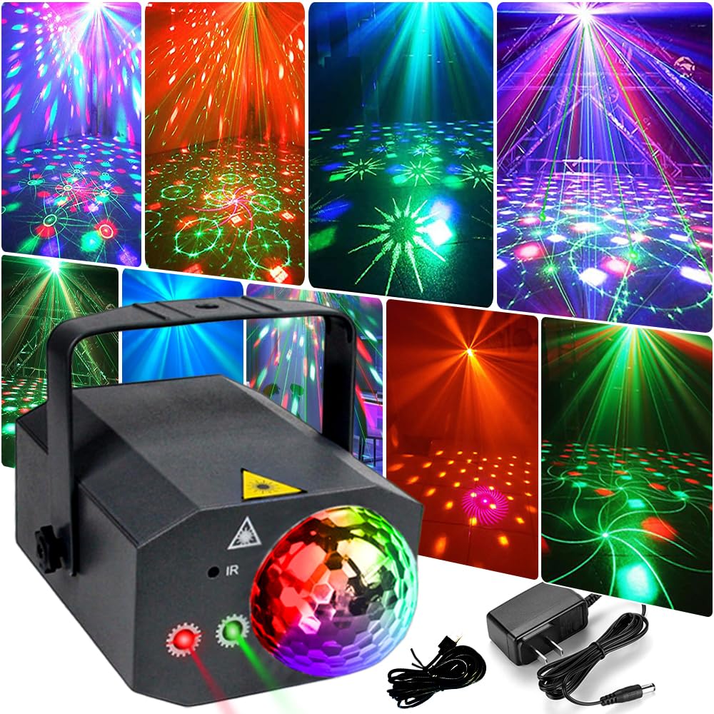 Disco Ball Party Lights,DJ Disco Lights with Remote Control Amosamz Multiple Patterns Projector for Parties Bar Club Christmas KTV Festivals Décor