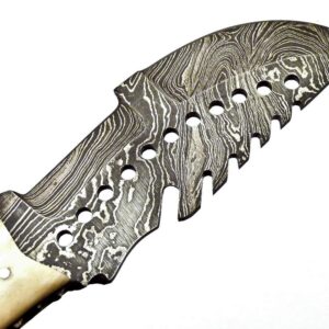 Skokie Knives Custom Hand Made Damascus Steel Hunting Tracker Knife Handle Camel Bone With Brass Spacer (Tracker W)