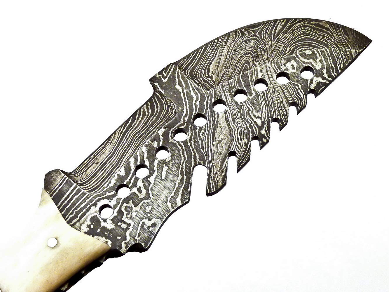 Skokie Knives Custom Hand Made Damascus Steel Hunting Tracker Knife Handle Camel Bone With Brass Spacer (Tracker W)