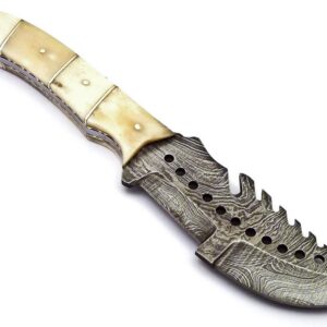 Skokie Knives Custom Hand Made Damascus Steel Hunting Tracker Knife Handle Camel Bone With Brass Spacer (Tracker W)