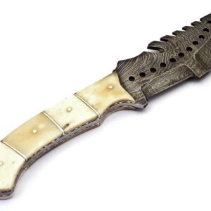 Skokie Knives Custom Hand Made Damascus Steel Hunting Tracker Knife Handle Camel Bone With Brass Spacer (Tracker W)