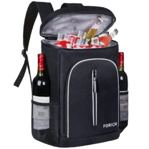 FORICH Soft Cooler Backpack, 30L Capacity, Black, Polyester, Ice Chest