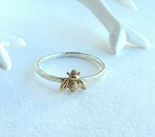 Metmejiao Fashion Cute Gold Bee Ring for Women Finger Wrap Around Craft Handmade Animal Lucky Honey Bee Knuckle Ring (7)