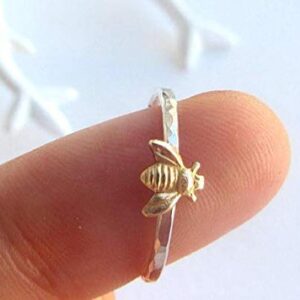 Metmejiao Fashion Cute Gold Bee Ring for Women Finger Wrap Around Craft Handmade Animal Lucky Honey Bee Knuckle Ring (6)