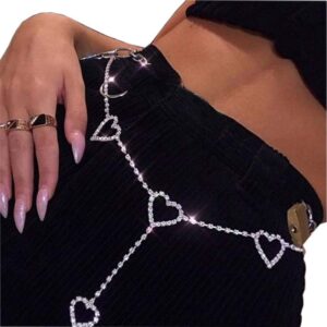 rhinestone body chains belt crystal waist chains heart pendant summer beach body jewelry festival belt belly jewelry for women