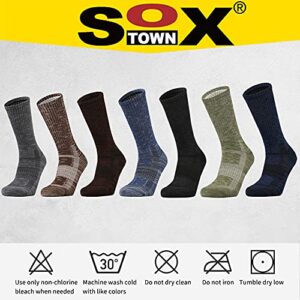 SOX TOWN Unisex Cushioned Crew Training Athletic Socks Men & Women with Combed Cotton Moisture Wicking Breathable Performance(NavyBlue XL)