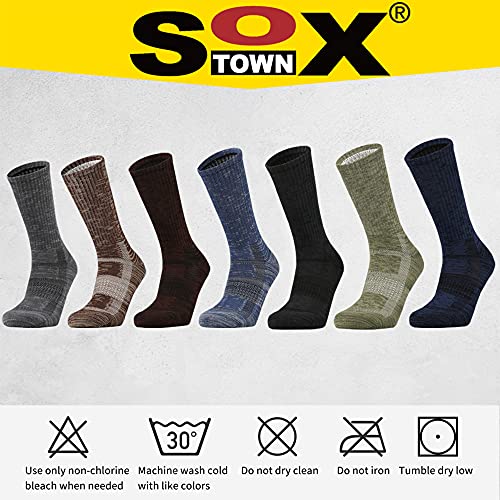 SOX TOWN Unisex Cushioned Crew Training Athletic Socks Men & Women with Combed Cotton Moisture Wicking Breathable Performance(NavyBlue XL)