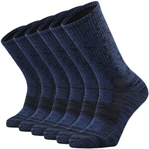 SOX TOWN Unisex Cushioned Crew Training Athletic Socks Men & Women with Combed Cotton Moisture Wicking Breathable Performance(NavyBlue XL)