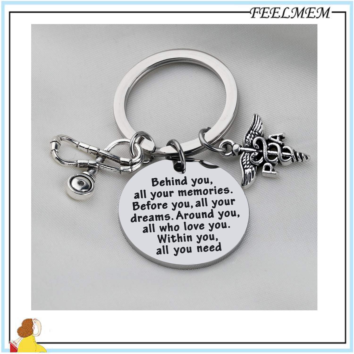 FEELMEM Physician Assistant Gift PA Graduation Gifts Behind You All Your Memories Before You All Your Dreams Physician Assistant Keychain Medical Student Jewelry PA Gifts (PA)