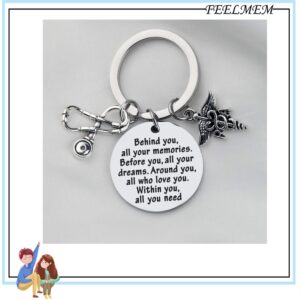 FEELMEM Physician Assistant Gift PA Graduation Gifts Behind You All Your Memories Before You All Your Dreams Physician Assistant Keychain Medical Student Jewelry PA Gifts (PA)