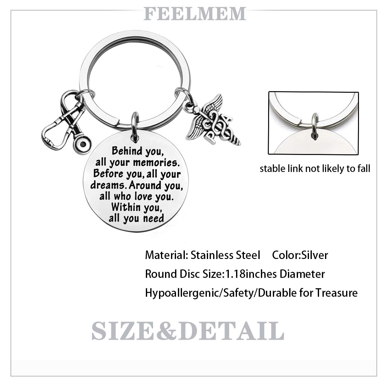 FEELMEM Physician Assistant Gift PA Graduation Gifts Behind You All Your Memories Before You All Your Dreams Physician Assistant Keychain Medical Student Jewelry PA Gifts (PA)