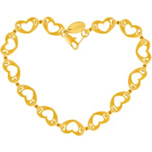 lifetime jewelry flat heart link anklet for women & teen girls 24k gold plated (11)