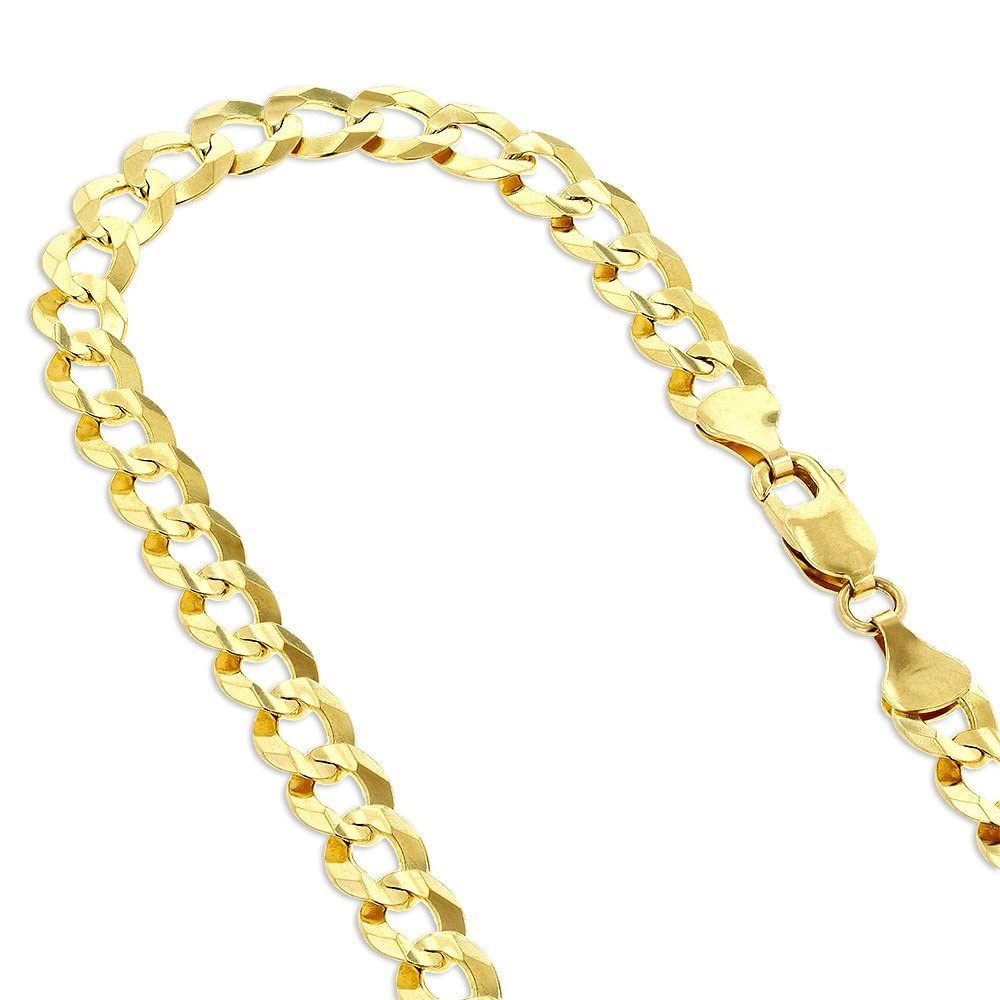 The Diamond Deal Mens 10k Hollow Yellow Gold 6.2mm Shiny Hollow Cuban Comfort Curb Cuban Chain Necklace For men for Pendants and Charms with Lobster-Claw Clasp (8",20" 22" or 24 inch)