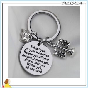 FEELMEM Scales of Justice Lawyer Gifts New Lawyer Gifts Behind You All Your Memories Before You All Your Dreams Keychain Law School Graduation Gift for Attorney Law Students (Lawyer Keychain)