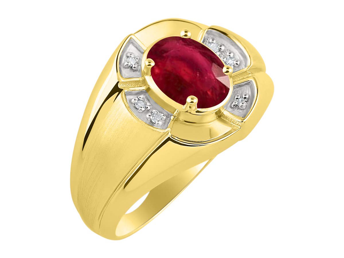 Rylos Simply Elegant Beautiful Red Ruby & Diamond Ring - July Birthstone*