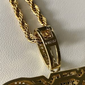 Shop-iGold Mens Womens 14k Gold Finish Jewelry Chain Pendant Set Grillz