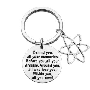 feelmem atom science keychain chemist gift future scientist gift behind you all your memories atomic science gift science student graduation gift