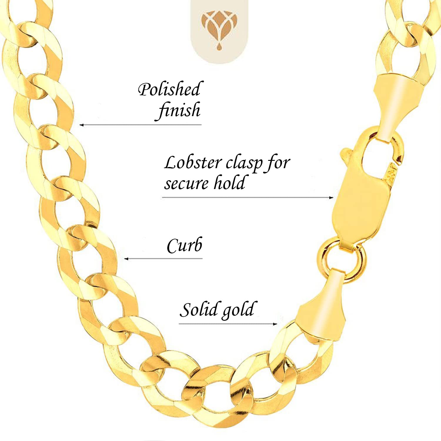 The Diamond Deal 10k Hollow Yellow Gold 4.4mm Shiny Hollow Cuban Comfort Curb Cuban Chain Necklace for Pendants and Charms with Lobster-Claw Clasp (22" And yellow-gold)