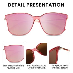 DUCO Retro Round Sunglasses for Women Vintage Polarized Woman Shades Lightweight PC Frame UV400 Protection Sun Glasses W016