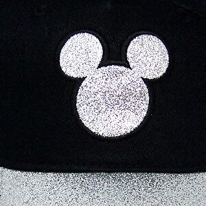 Disney Silver Tone Glitter Mickey Mouse Baseball Cap