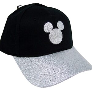 Disney Silver Tone Glitter Mickey Mouse Baseball Cap