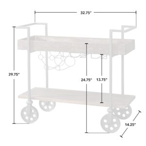 FirsTime & Co. Factory Row Industrial Farmhouse Bar Kitchen and Coffee Serving Cart with Wine Rack, Wheels and Handles, Aged Black, 32.75 L x 14.25 W x 29.75 H inches, Rustic Brown