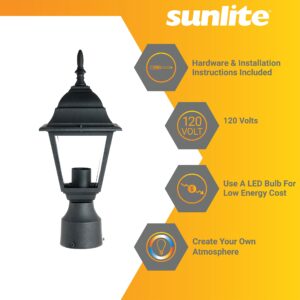 Sunlite 41322 Post Mount Carriage Lamp Fixture, 60 Watts Max, Single Medium Base Socket (E26), 120 Volts, Outdoor, UL Listed, for Residential & Commercial Use