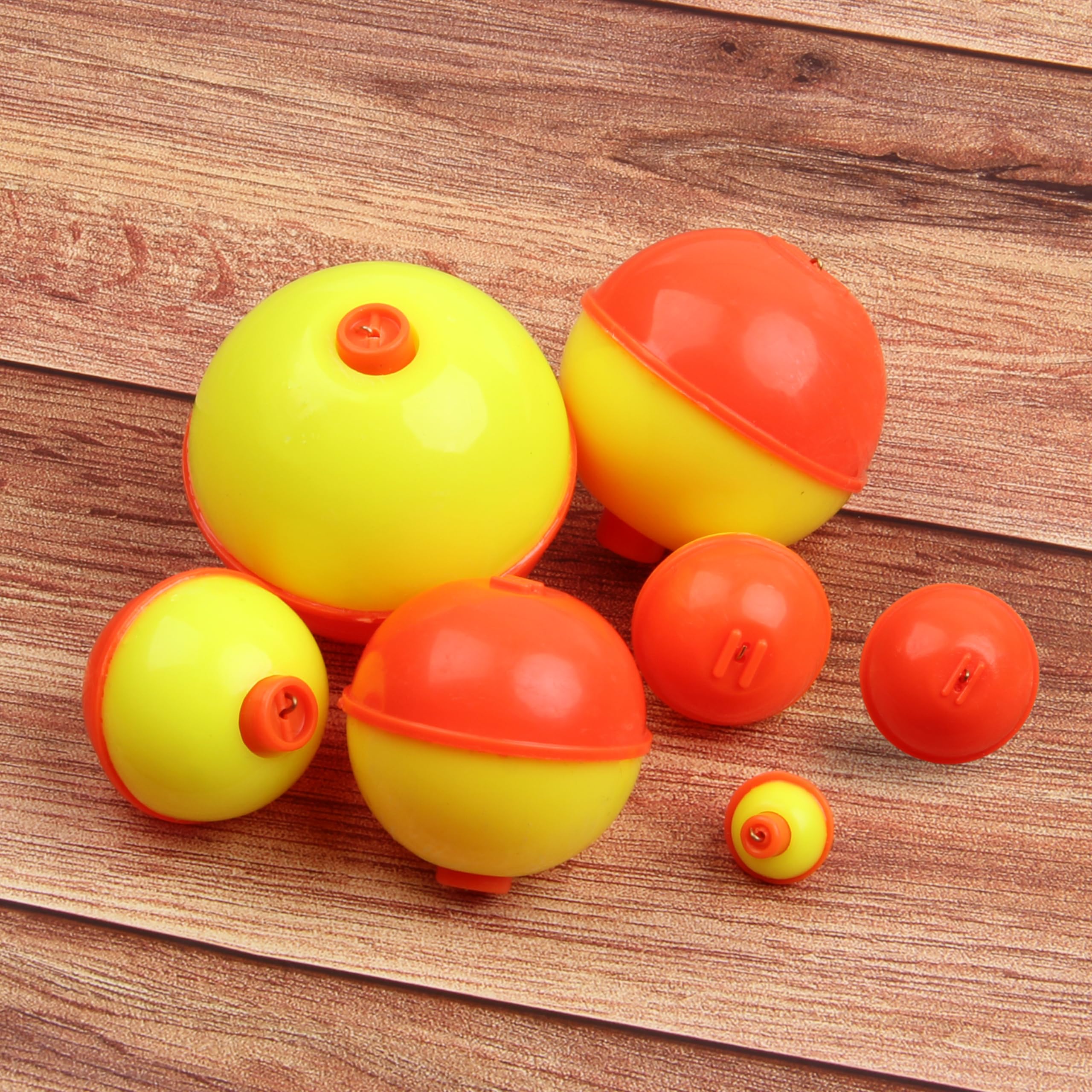 Fishing Bobbers Set,25-50pcs Snap-on Fishing Floats Bobbers Push Button Round Buoy Floats Bobber for Fishing Tackle Accessories Orange/Yellow