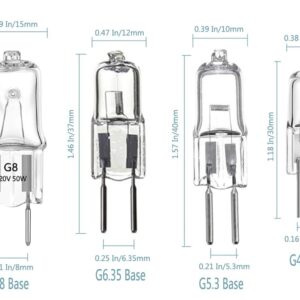 35W Halogen Bulbs G5.3 35 Watt G5.3 12V 35W Halogen Bulbs JC Bi-Pin Base Light 35 Watt 12 Volt Halogen Lamp for Home Lighting,Clear Glass Lens,Warm White 2700K,10 Pack