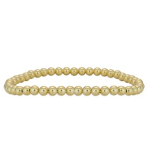 anela 14kt gold filled bracelet, 4mm gold filled beads, size 6.5" stretch and stackable, waterproof to swim or shower, dainty woman bracelet for everyday use, hand made in usa