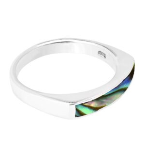 AeraVida Rectangular Bar Abalone Shell Inlay .925 Sterling Silver Ring