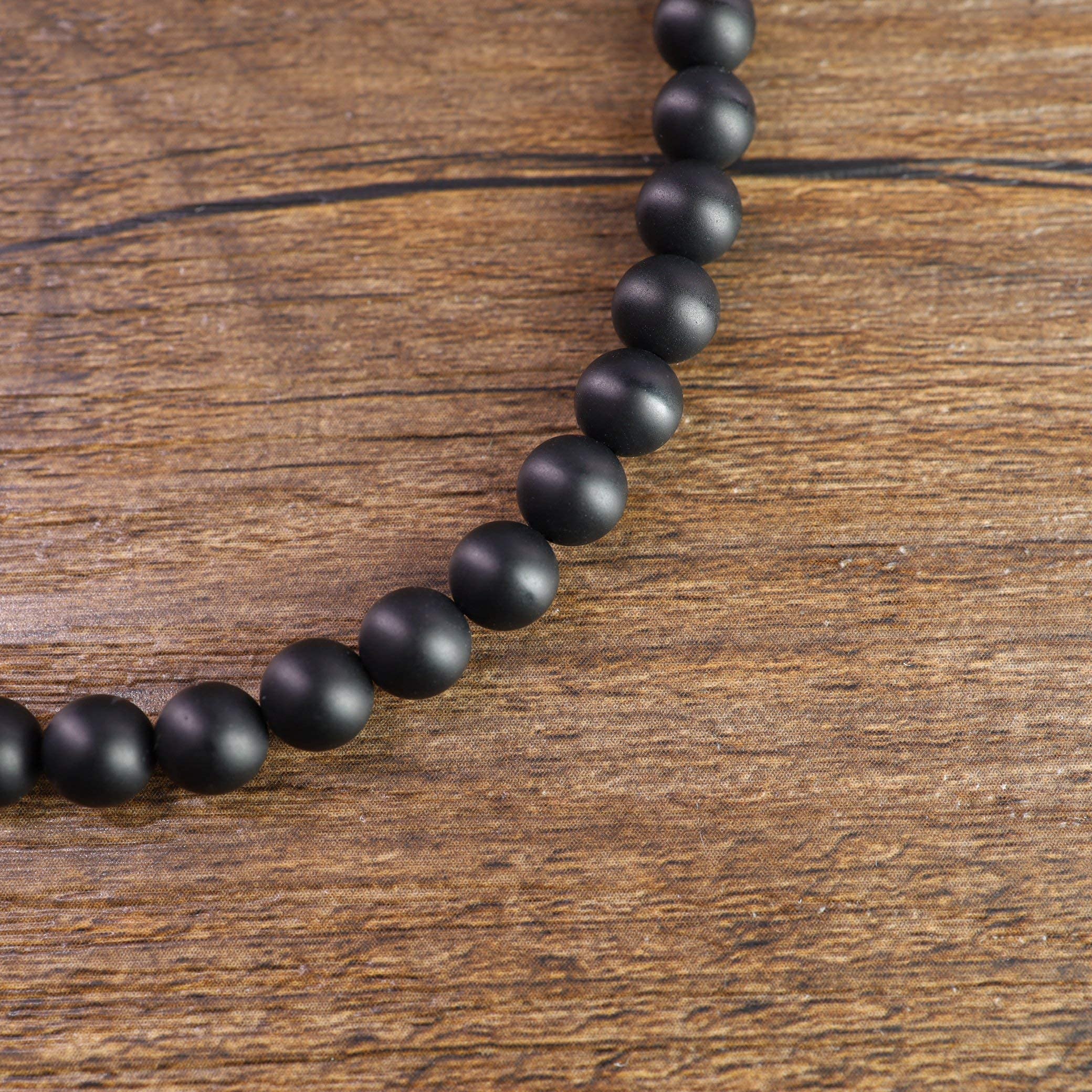 COAI 7 Chakra Matte Onyx Stone Beaded Mala Necklace