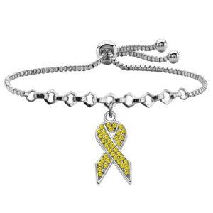 POTIY Yellow Awareness Ribbon Charm Bracelet Bone Cancer Awareness Jewelry Gift for Endometriosis Bladder Cancer (Bracelet)