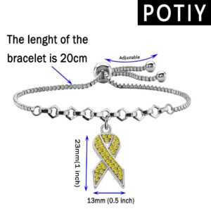 POTIY Yellow Awareness Ribbon Charm Bracelet Bone Cancer Awareness Jewelry Gift for Endometriosis Bladder Cancer (Bracelet)