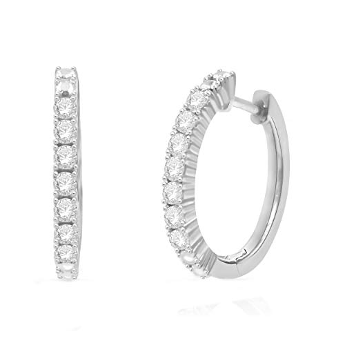 Natalia Drake 4 Prong 1/4 Cttw Diamond Hoop Earrings for Women in Yellow Gold Plated 925 Sterling Silver Color I-J/Clarity I1-I3