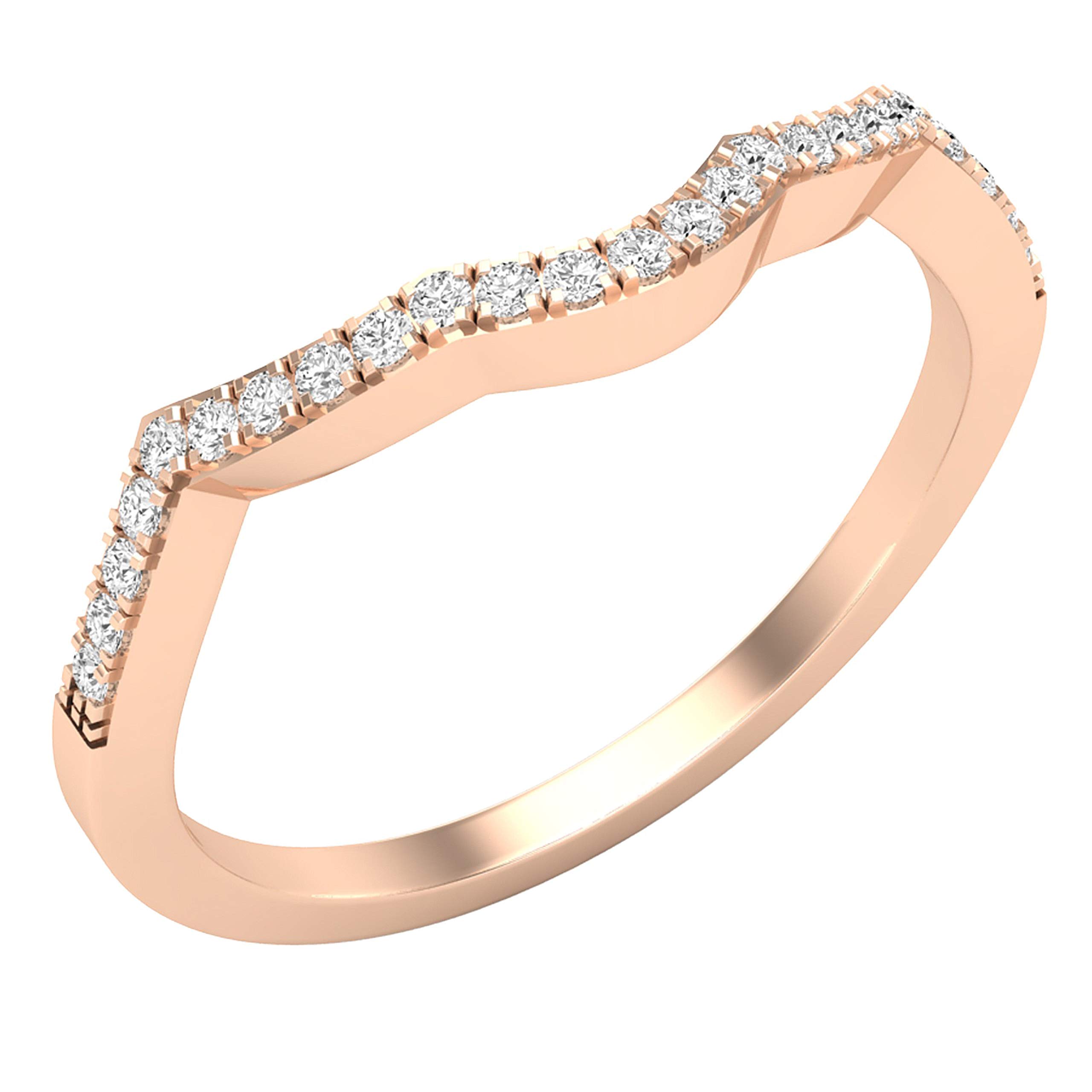 Dazzlingrock Collection 0.15 Carat (Cttw) Round White Diamond Women Stackable Wedding Band, 10K Rose Gold, Size 8