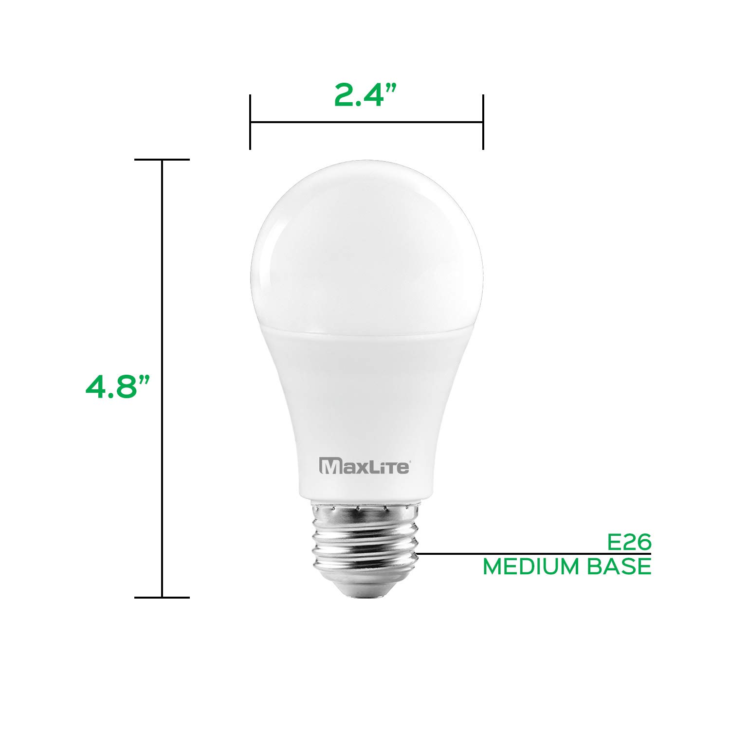 MaxLite A19 LED Bulb, Enclosed Fixture Rated, 100W Equivalent, 1600 Lumens, Dimmable, E26 Medium Base, 2700K Soft White, 4-Pack