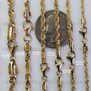 The Diamond Deal 10k REAL Yellow Gold 2.5mm Shiny Hollow Rope Chain Necklace for Pendants and Charms with Lobster-Claw Clasp (18" And yellow-gold)