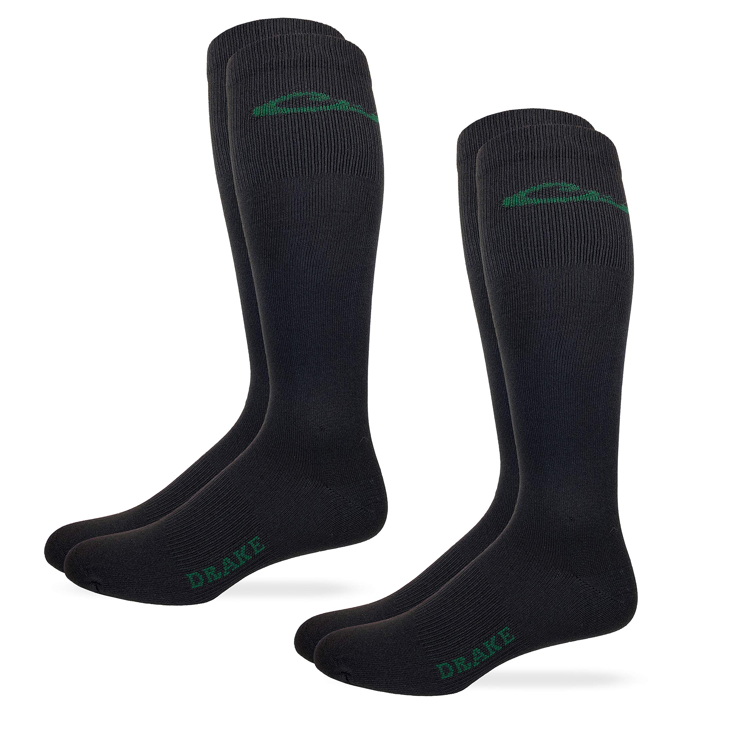 Drake Mens Lightweight Seamless Toe Liner Socks 2 Pair Pack (Black, Men's Shoe Size 12-16 - Sock Size X-Large)