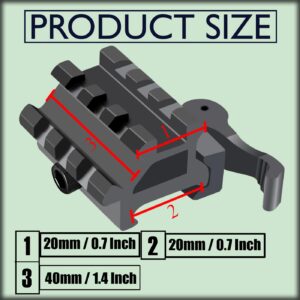 Gotical 3 Slots Dual Picatinny/Weaver Rail | 90 Degree and 45 Degree Double Rail Picatinny Riser Mount Quick Release | Tactical Dual Rail Picatinny (Pack of 1)