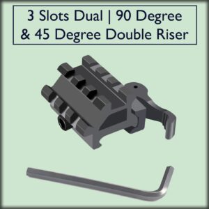 Gotical 3 Slots Dual Picatinny/Weaver Rail | 90 Degree and 45 Degree Double Rail Picatinny Riser Mount Quick Release | Tactical Dual Rail Picatinny (Pack of 1)