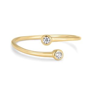 14k Gold Plated Sterling Silver Dainty Twin Circles Ring Band