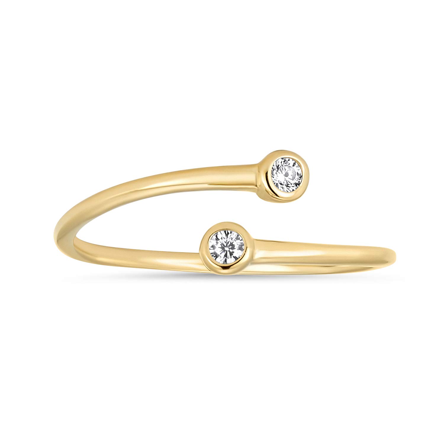 14k Gold Plated Sterling Silver Dainty Twin Circles Ring Band