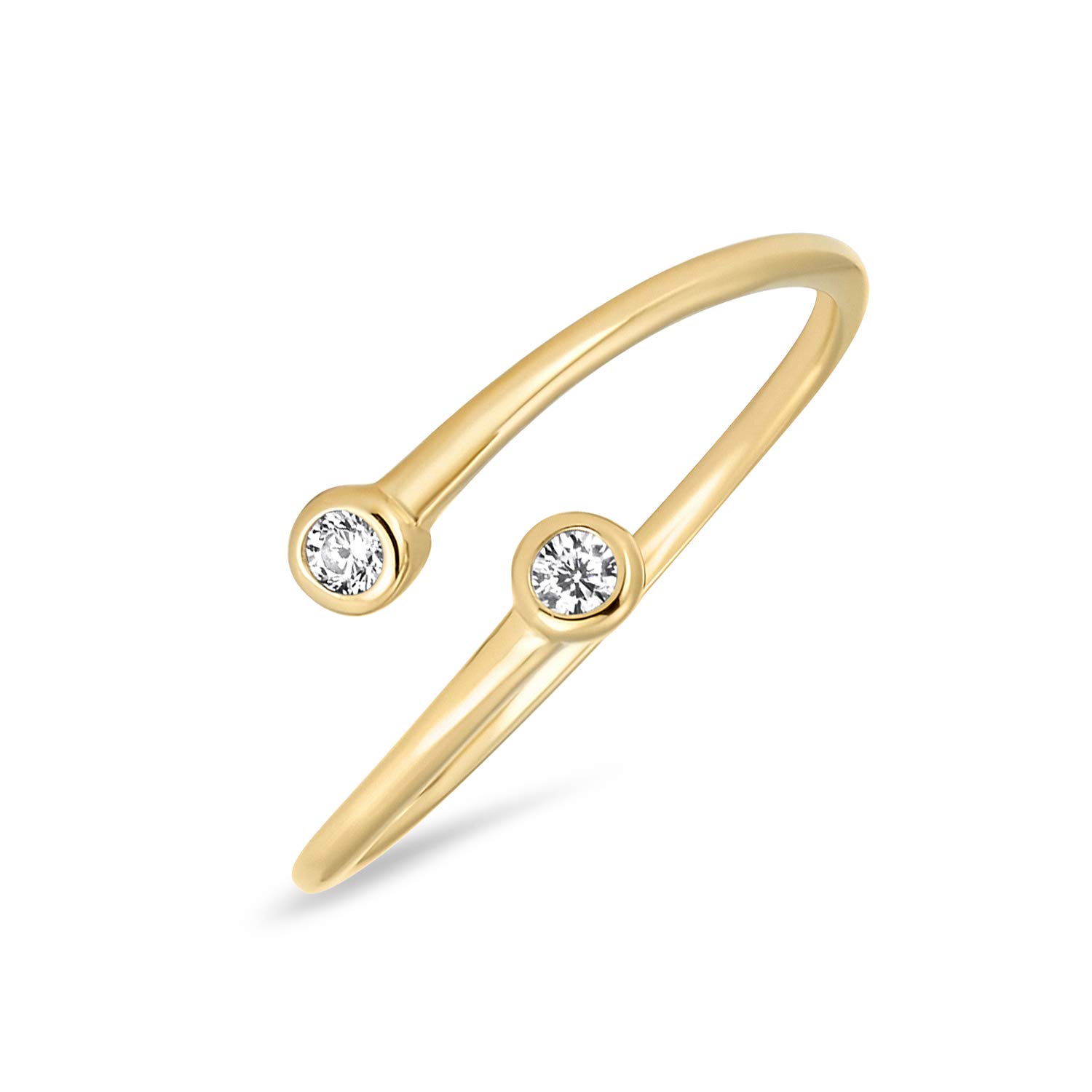 14k Gold Plated Sterling Silver Dainty Twin Circles Ring Band