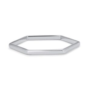 Rhodium Plated Sterling Silver Dainty Thin Hexagon Ring Band