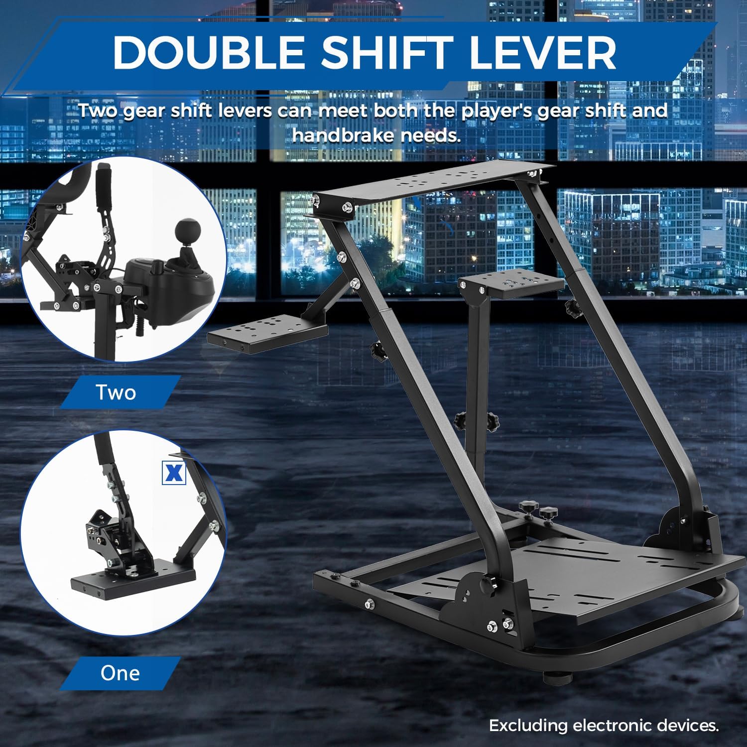 Hottoby Racing Steering Wheel Stand Foldable & Dual Shift Levers Fit for Logitech/Thrustmaster G25 G27 G29 G920 G923 T150 T248 T300 Multi-level Easy Storage & Install Cockpit,No Wheel & Pedals